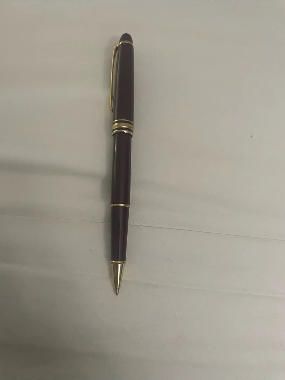 Montblanc Burgundy and Gold Pen.